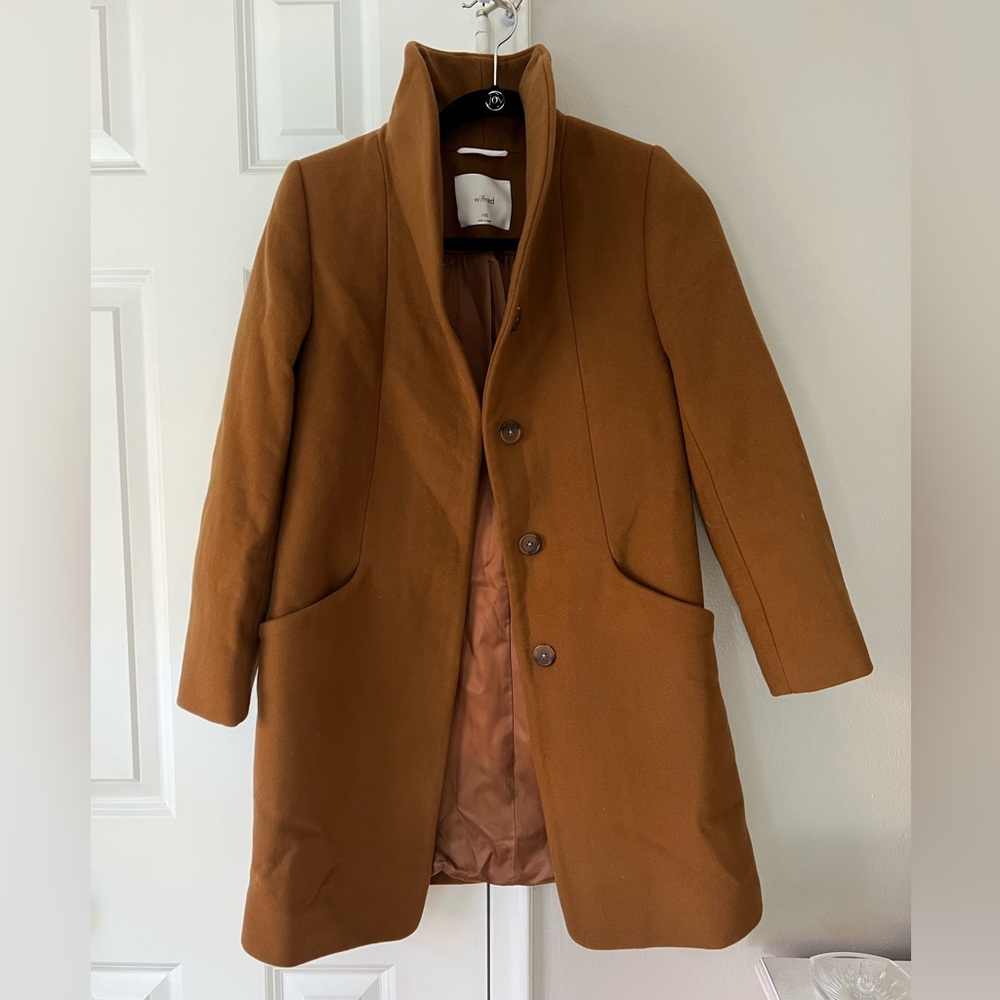 Aritzia Wilfred Cocoon Wool Coat - Size XXS - Cigar